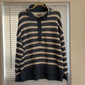 Striped Navy and Cream Pullover Sweater
